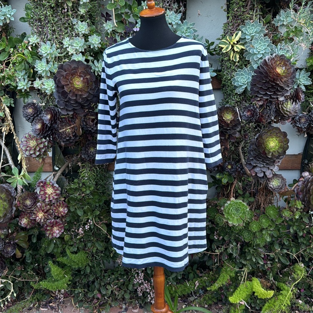1901 Monochrome Striped Long Sleeve Dress